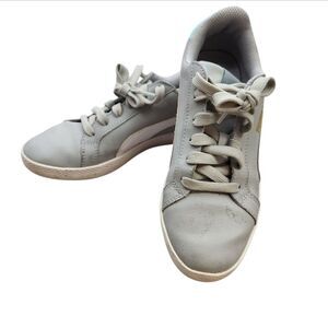 Puma Gray & Teal Leather Casual Lace Up Sneaker Size 6